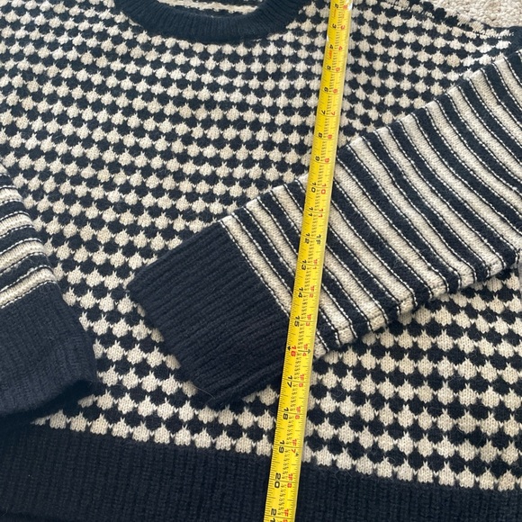 Madewell Mixed Stripe Raglan Pullover Crewneck Sweater XL Navy Blue White - Picture 2 of 5